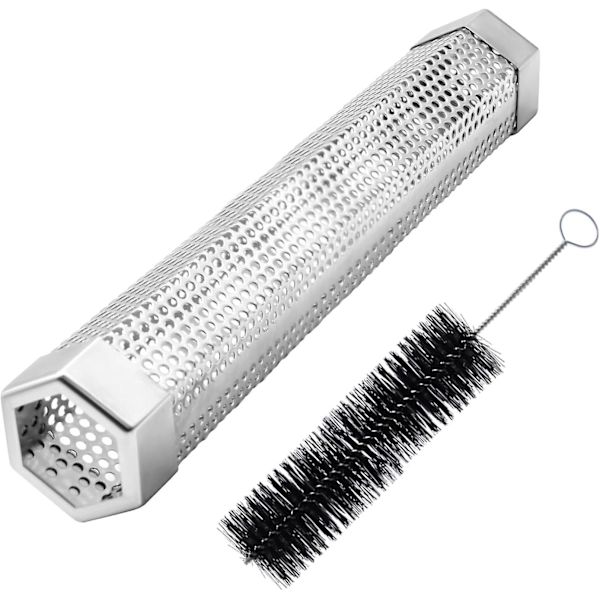 Pelletti-savustustornin putki, 12' savustustornin putki harjan kanssa, premium-luokan ruostumattomasta teräksestä valmistettu BBQ-puupelletti-savustustornin putki, 5 tuntia savua tuottava savustustornin putki kaikille G 1set