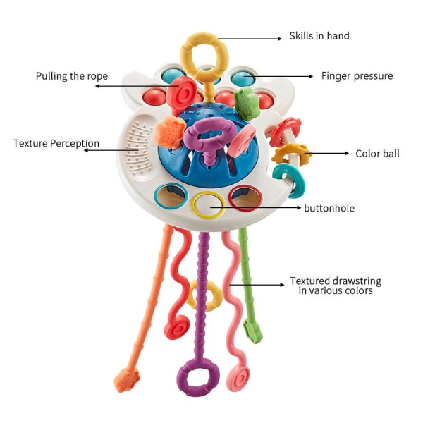 Blekksprut Trekkstreng Aktivitetsleke Matkvalitet Silikon Sensoriske Leker for Baby Barn Reiseleker for Babyer Finmotorikk Leker Gave
