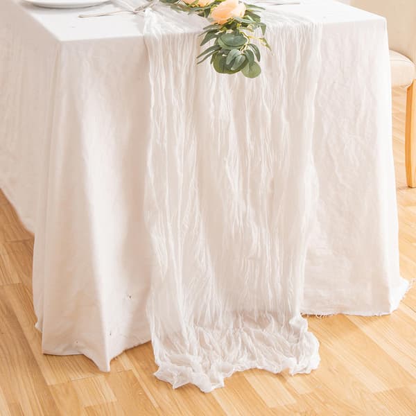 4m Gaze-løper til bryllup, bordløper i cheesecloth, Rustikk styling Blue