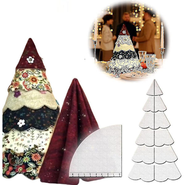 Håndlavet Juletræ Quiltelinjaler Sæt, 8/12/15 tommer Juletræ Sy Mønster Skabelon Diy Xtmas Træ-yu 8 Inch
