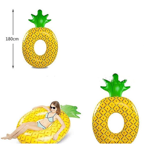 Oppblåsbar ananas svømme ring for voksne - flytende stol/bassengstol - ya01