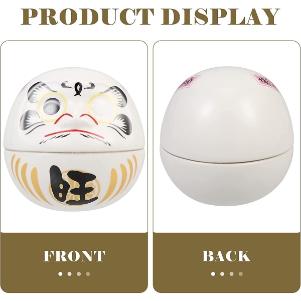 2 stk. Daruma-dukker Keramisk Tumbler Daruma Samleobjekter Håndlagde Daruma-dukke Og Lykkeønskninger Skrivebordsdeksel White