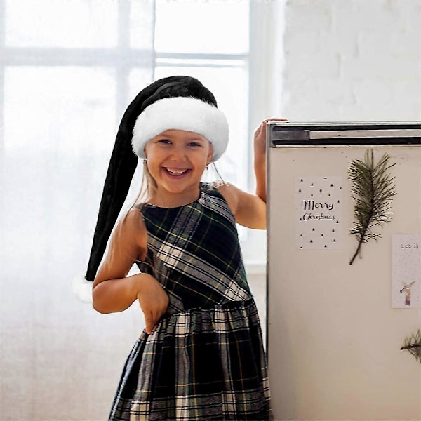 Jultomtehatt i Sammet Unisex Bekväm Svart och Vit för Vuxna 150cm