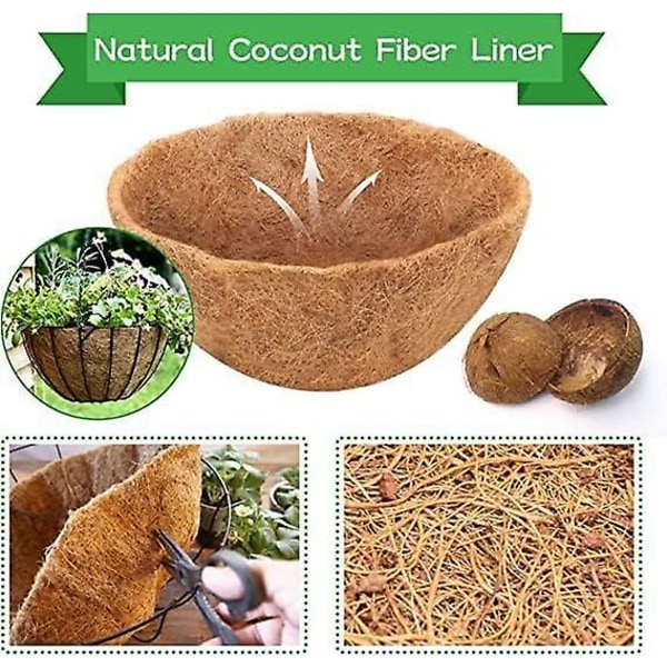 3-pack Hängande Korg Kokosfoder Väggmonterad Kokosfoder Tråg 100% Naturliga Växtfibrer Foder Utomhus Planteringsfoder Kokosfibrer Planteringsfoder 14 inch