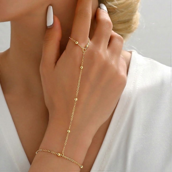 Ringarmband Handkedja Armband (Guld) för Kvinnor Handpärlade Fingerkedjor Armband Ringarmband