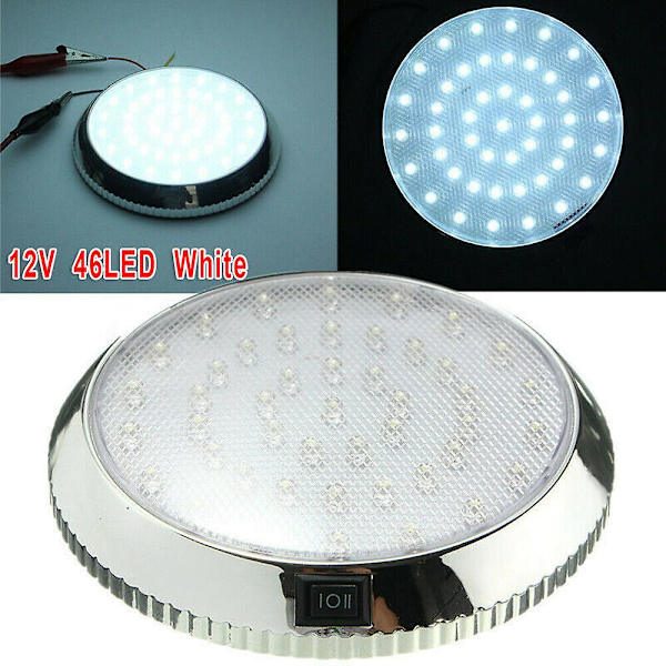 LED Hvidt Lys Til Campingvogn RV Trailer Båd Indvendig Tag Loft Kuppel Lampe 12VBY