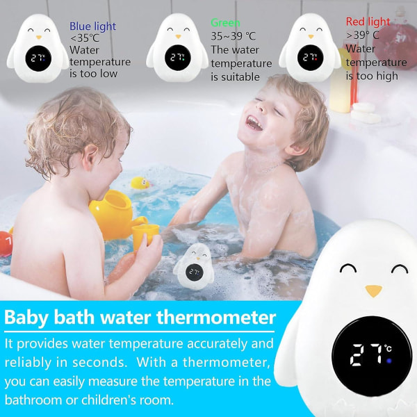 Baby Badetermometer, Badevandstemperaturmåler, Led Badetermometer, Baby Badelegetøj, Baby Bad og TermometerBY White Penguin