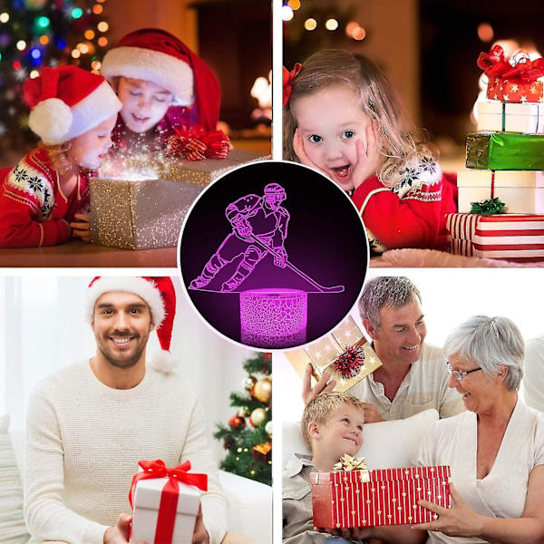 Ishockey 3D Lampe, Halo Natlampe Illusion Laser Halo 16 Farver Fjernbetjening Sports Fan (hs)