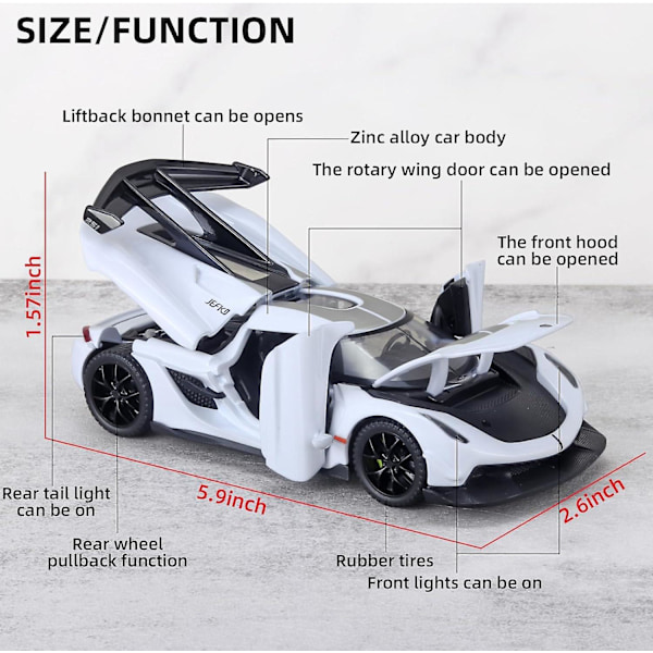 Lekebiler for barn 1/32 Koenigsegg Jesko Die Cast Metall Lekebiler, Samleobjekt Koenigsegg Modellbil, Trekk Tilbake Koenigsegg Lekebil med Lys og Musikk, Bil