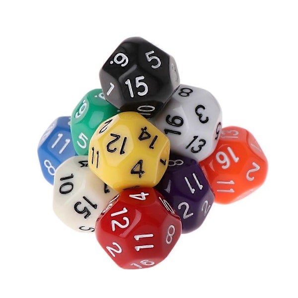 10 kpl 16-sivuista noppaa D16 Polyhedral-noppaa pöytäpeleihin Multi