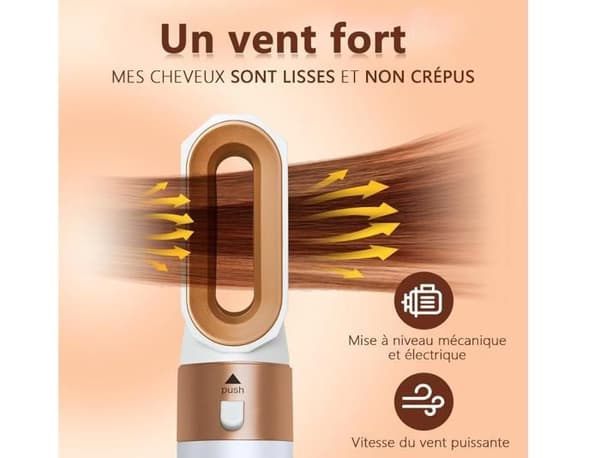 5-i-1 Hår Air Styler Version 2.0, Multistyler Hårtørrer, Føntørrerbørste med 5 Tilbehør, Opvarmet Stylingbørste