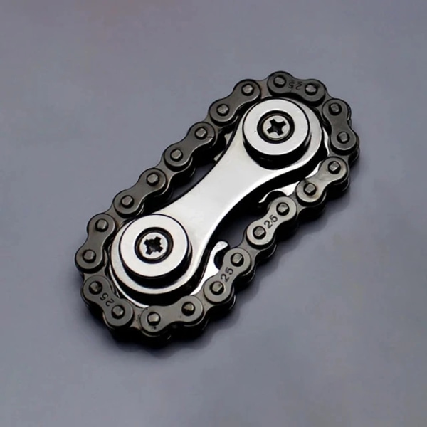 Kædekrans Svinghjul Fingerspids Gyro Fidget Spinner Antistress Angst Metal Cykelkæder EDC Spinner Fidget Legetøj Til Voksne Børn Black-OPP