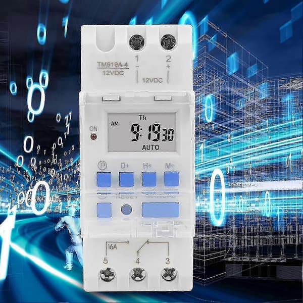 12V DC 16A Timer Switch med ugentlig nedtælling og udskifteligt batteri til EU