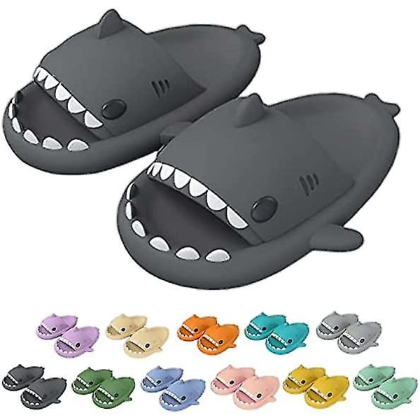 2022 Summer Cute Shark Slippers For Women And Men Black 36-37