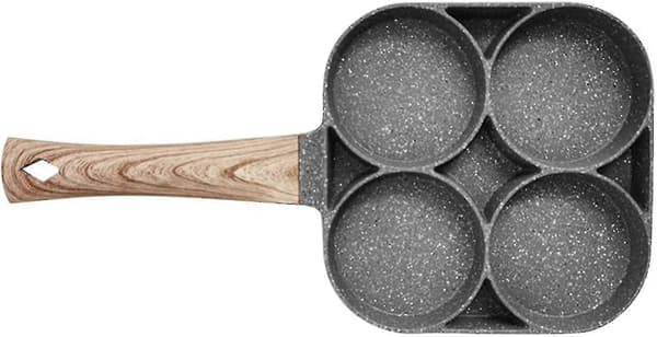 Non-stick stekepanne, panne for egg og hamburger, 4-hulls