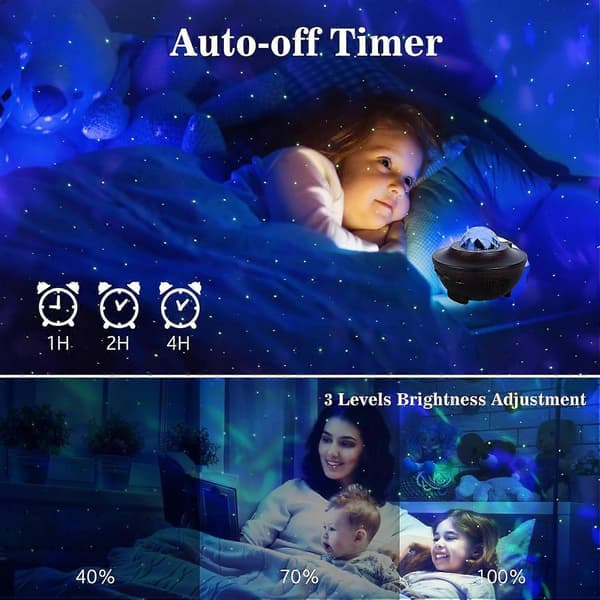 Galaxy Stjerneprojektor, Nebula LED Nattlys for Romdekor, Havbølge Stjerneklar