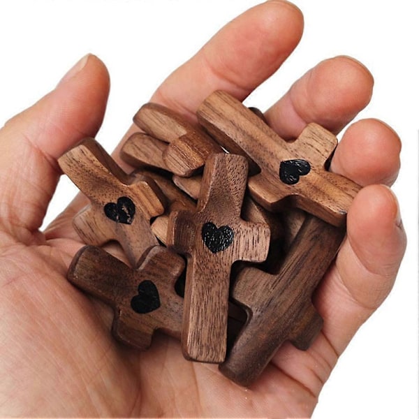 Puinen Risti Sydämelläni Pyhältä Maalta, Jeesuksen Peukaloa Pitelevä Risti, Ahdistuksen Lievitys Lohturisti Puristamiseen ja Rukoilemiseen, Kristillisiä Lahjoja Aikuisille 10pcs