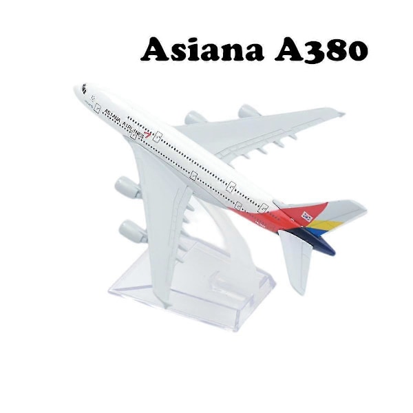 1:400 Mittakaavan Boeing Airbus -lentokoneen malli, valumuovimalli, pienoismalli, lasten lelu, joululahja pojalle .Asiana A380