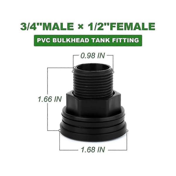 PVC Bulkhead Fitting Dobbelt Gevindet Bulkhead Vandtank Stik til Regnfade Akvarier Vand