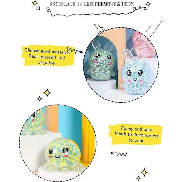 4 stk. Anti-Stress Klemmebold, Klemmebold, Lysende Bold til Stressaflastning, Stressaflastende Legetøj, Stressaflastende Bolde, Stressbold Børn, Lysende