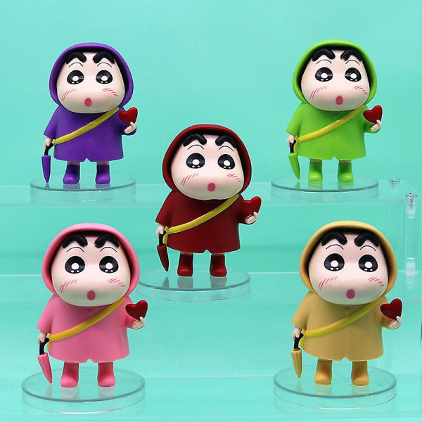 Q Version Tegneserie Crayon Shin-chan Figur Model Regnjakke Crayon Shin-chan Dukke Purple