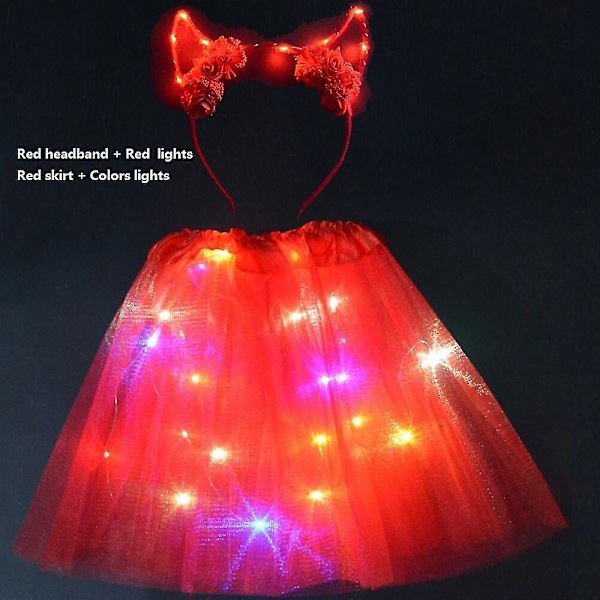 Pige/Kvinde Led Skørt Fe Lys Tutu Glød Katte Kaninøre Krone Hårbånd Fest Gave Fødselsdag Bryllup Kostume Halloween Jul 25 for teenage or adult