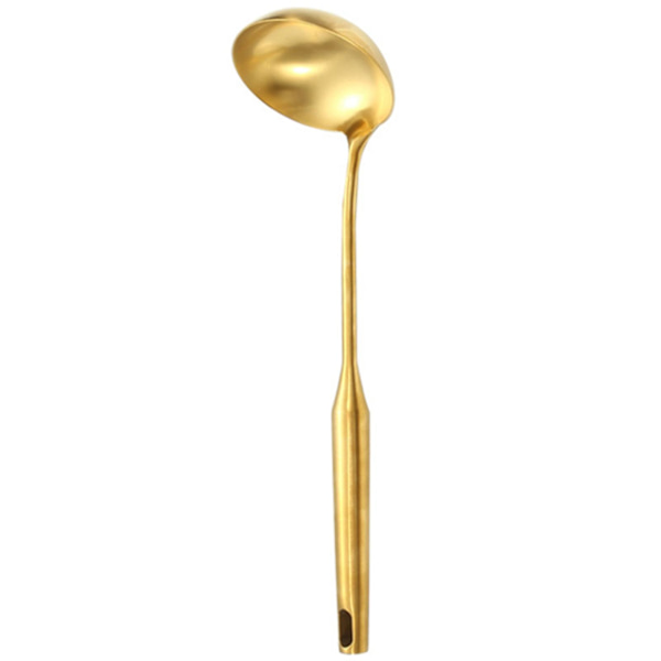 6 kpl Ruostumattomasta Teräksestä Valmistettu Keittiövälineiden Sarja Kultaisen Keiton Lusikkakauhan ja Spatulan kanssa Ruostumaton Moderni Keittiöväline Sileällä Pinnalla Set1 Soup Ladle