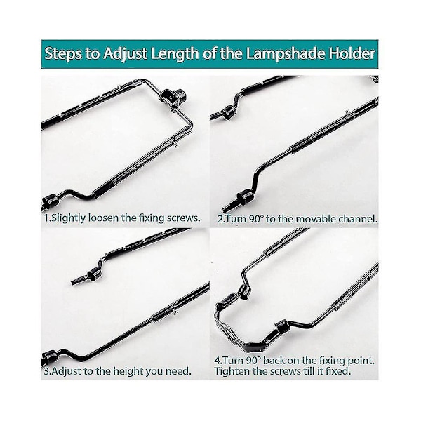 7 tum Lampskärm Harp Hållare Justerbar Lamp Harp Kit E14,e26,e27 Ljusbasadapter Svart Horn Fra