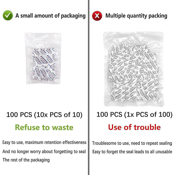 Oksygenabsorberer for matlagring 200cc, 100 stk O2-absorberer matkvalitet for Mylar-poser, hermetisering, mel, hvete, havre og frysetørket mat - Langvarig