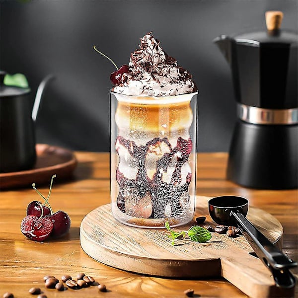 Latte Macchiato Glas, Dobbeltbundet 350ml 6-pak, Termoglas af Borosilikatglas, Espressokoppe Kaffe Kopper Drikkeglas Cappuccino Kopper Isglas style8233