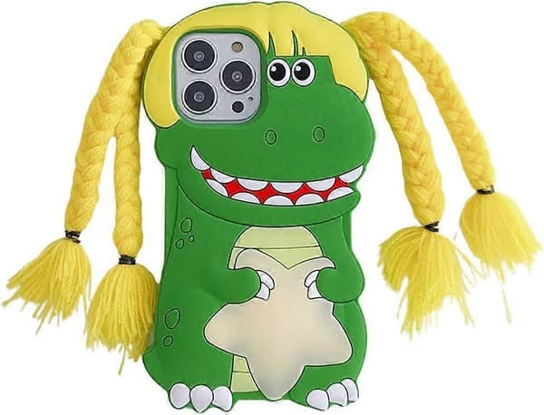 2025 Seneste Model 3D Sød Flettet Dinosaur Blød Case til iPhone 12 Pro Max/13 Pro
