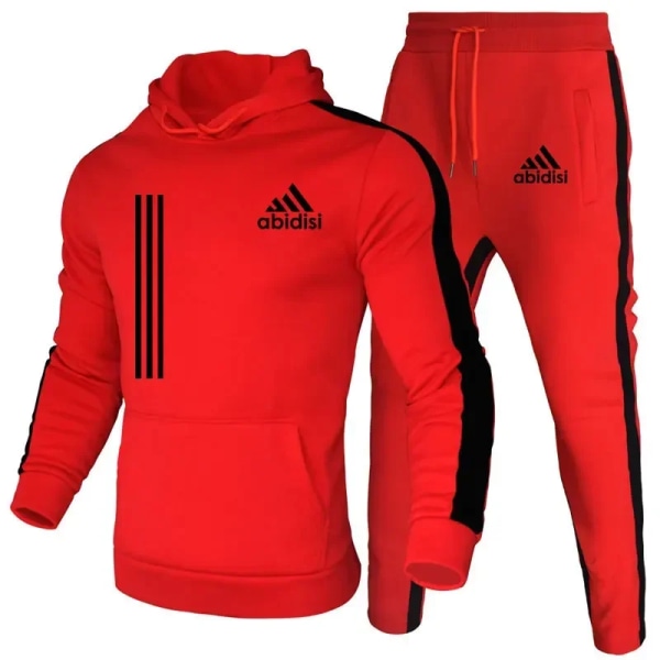 2-delars herr tracksuit 2024 höst vinter jogging sport kostymer set sweatshirts hoodies jackor och träningsbyxor herrkläder red B XXL