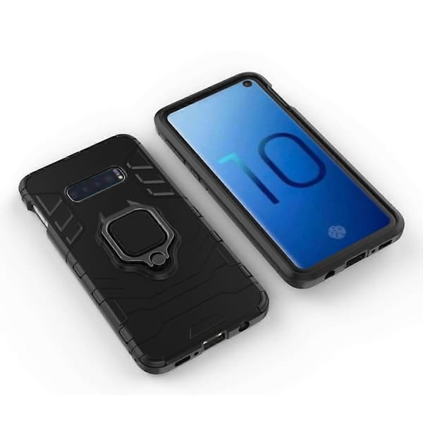 PC + TPU Støtsikkert Beskyttelsesdeksel for Galaxy S10e, med Magnetisk Ringholder [DB]