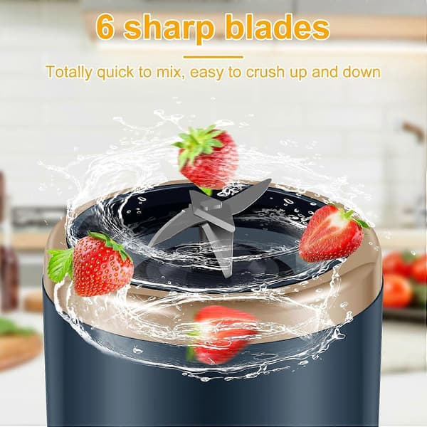 Mini Bærbar Blender 400ml med 6 Blader, Reiseblender for Juice og Milkshaker
