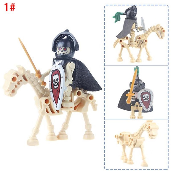 Halloween Skeletridderfigurer Byggeklodser Soldat Hest Samle Legetøj 7#