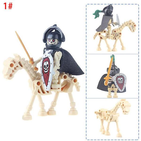 Halloween Skelettriddare Byggklossar Soldat Häst Montering Leksak 3#