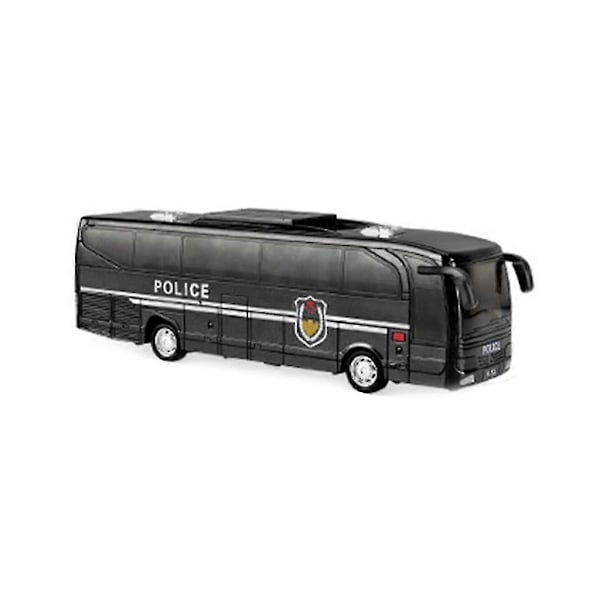 Leksaksbuss med dragfunktion, Transportfordon, Skolbussmodell, Brandbuss Black police car bus
