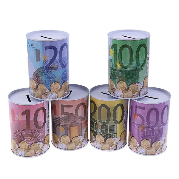Euro Dollar Pengar Säker Cylinder Spargris Banker För Mynt Insättningsboxar 200 Euro Appearance 7.5x11