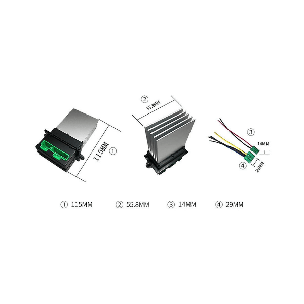 Motorvärmarefläkt Resistor + kontakt/kabel för Tiida Livina 27150ed70a Black  Silver
