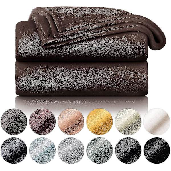 Blød og Koselig Pude - Høj kvalitet tæppe, Super blødt fleece tæppe som sofa tæppe, sengetæppe eller stue tæppe Dark Brown 230 x 270 cm