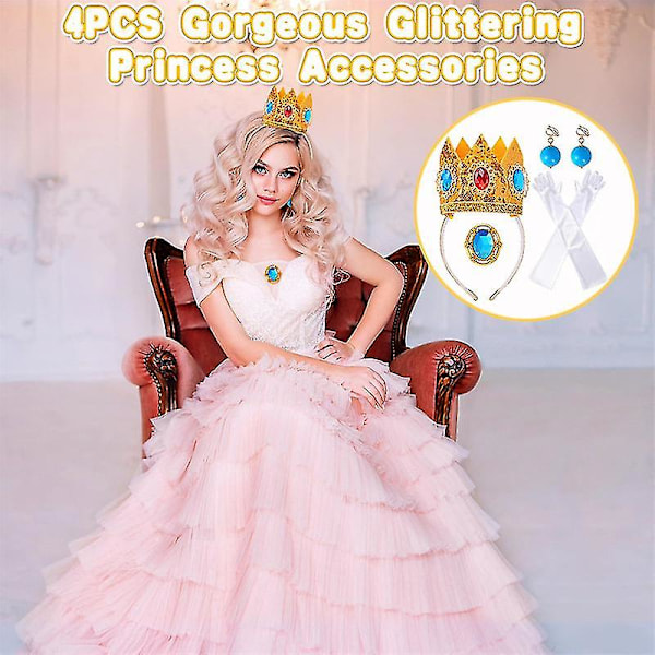 Kvinnor Flickor Prinsessan Peach Kostymtillbehör För Karneval Halloween Cosplay Fest