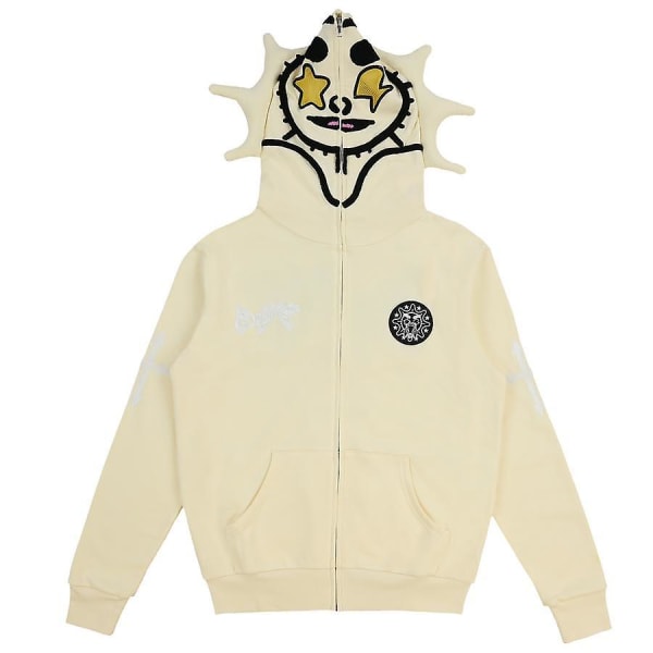 Gotisk Punk Sweatshirt Streetwear Kvinder Print Langærmet Hoodies Casual Lynlås Jakke Hættetrøjer Y2k Skull Unisex Cardigan E XXL