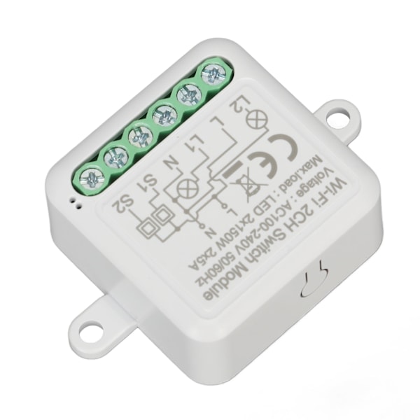 Wifi APP Fjernbetjening Afbryder Relæ Modul WiFi 2CH Lysafbryder Modul til Tuya AC 100‑240V