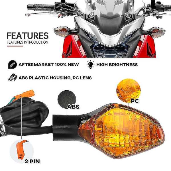 Blinklys til Honda Cbr500r Cbr650f Cb650f Cb500f Cb500x Crf250l Msx125 Motorcykel Retningsviser Blinklyslampe -CN-NY Light Amber 3PINS