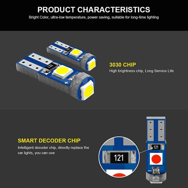 20X T5 Super Bright 3 SMD 3030 LED Glas Base Lampe Speedometer Belysning Farver Green