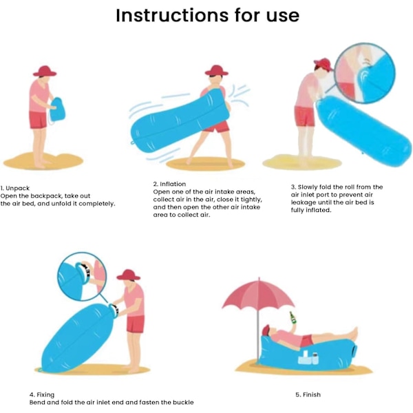Uppblåsbar Lounger Luftsoffa, Uppblåsbar Soffa Säng Campingstol, Bärbar Lat Soffa Luftstol för Resor/Camping/Vandring/Strandfester Blue