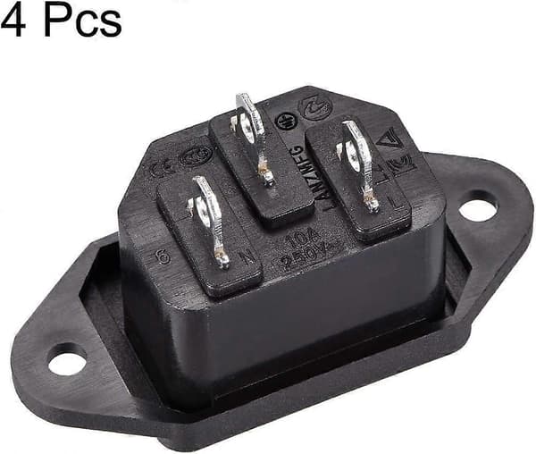 Panelmonteret stikadapter AC 250V 10A C14 3 ben IEC indgangsmodul stik strøm