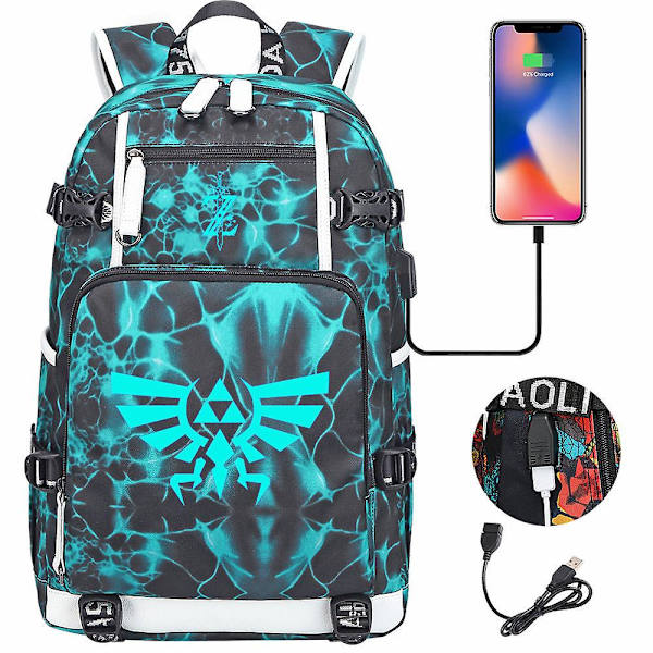 Legend Of Zelda: Breath Of The Wild Eye Spel Usb Ryggsäck - Cosplay Skolväska För Studenter - Unisex Resväska Laptop Väska Hög Kvalitet 4
