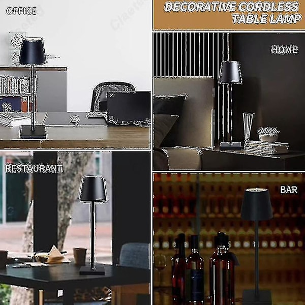 Premium Trådløs USB Genopladelig Bordlampe: Poldina Vandafvisende Berøringskontakt, Perfekt Til Soveværelset Grey