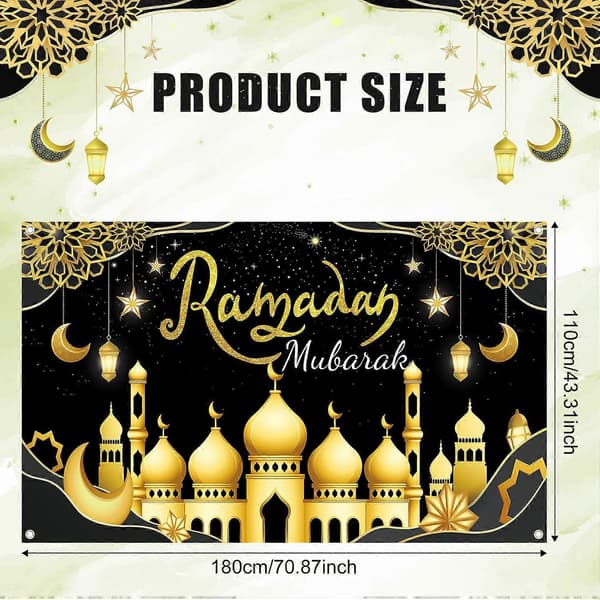 Ramadan Mubarak Baggrund, 180x110cm Ramadan Baggrund Eid Mubarak Banner Eid